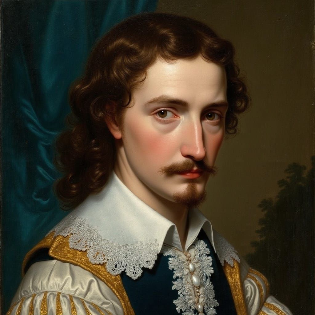 Baroque-Era Gentleman Portrait in Mid 17th Century Style