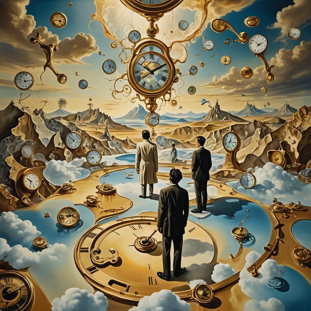 Surreal Melting Clockwork Dreamscape in Salvador Dali Style