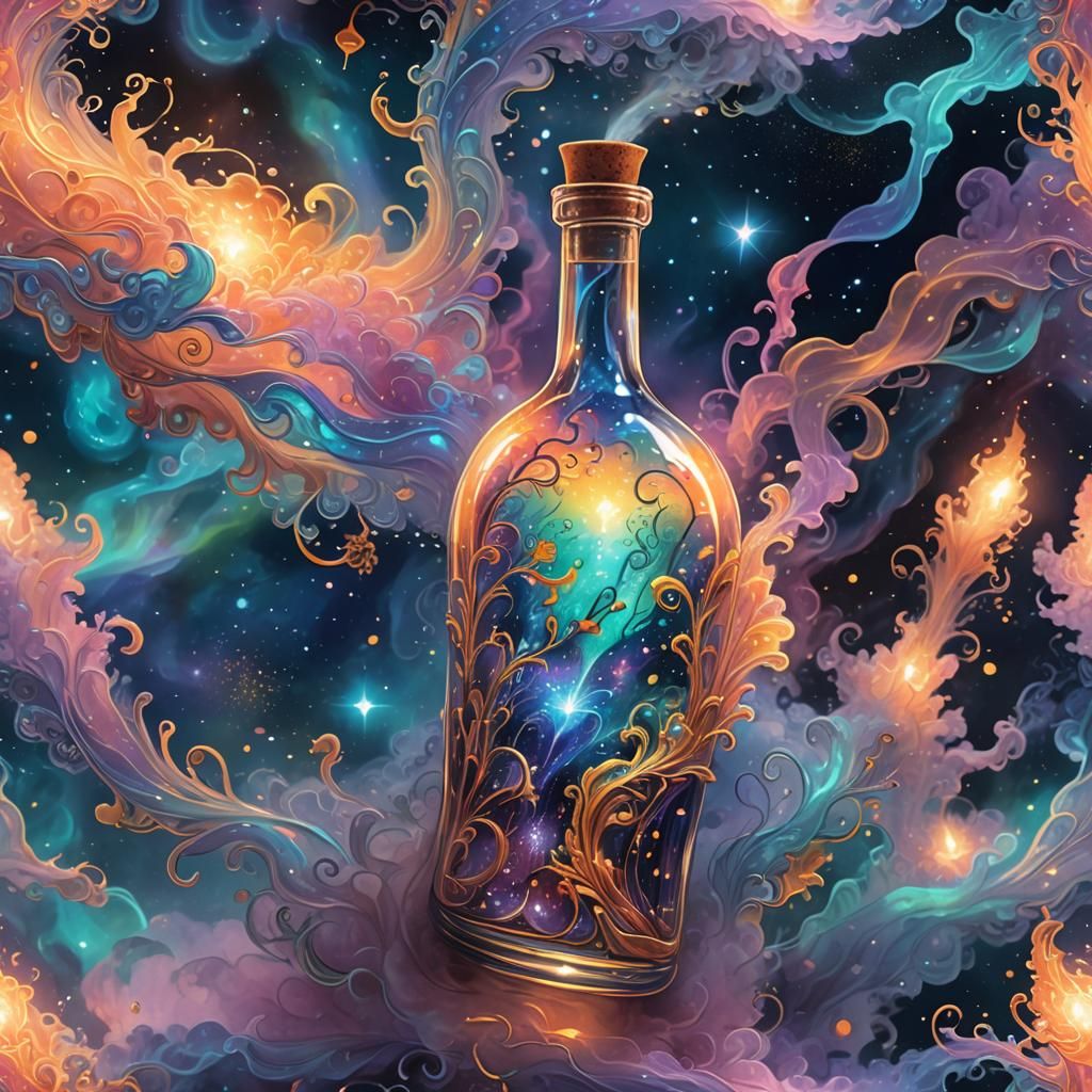 Mystical Massage in a Bottle: Astral Illustration