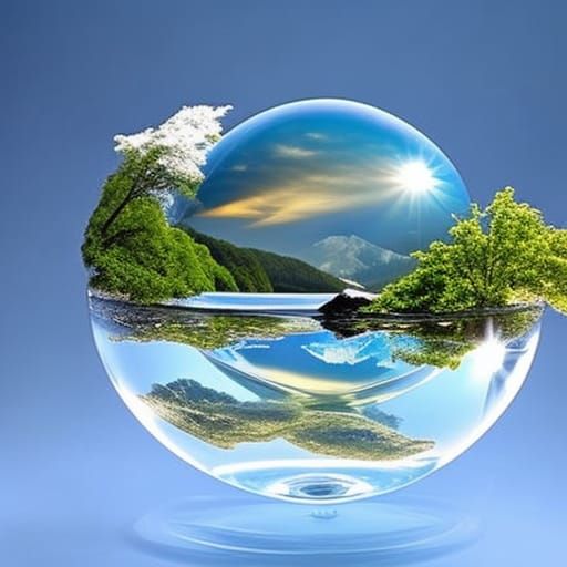 World Reflected: Miniature Landscape in Water Droplet