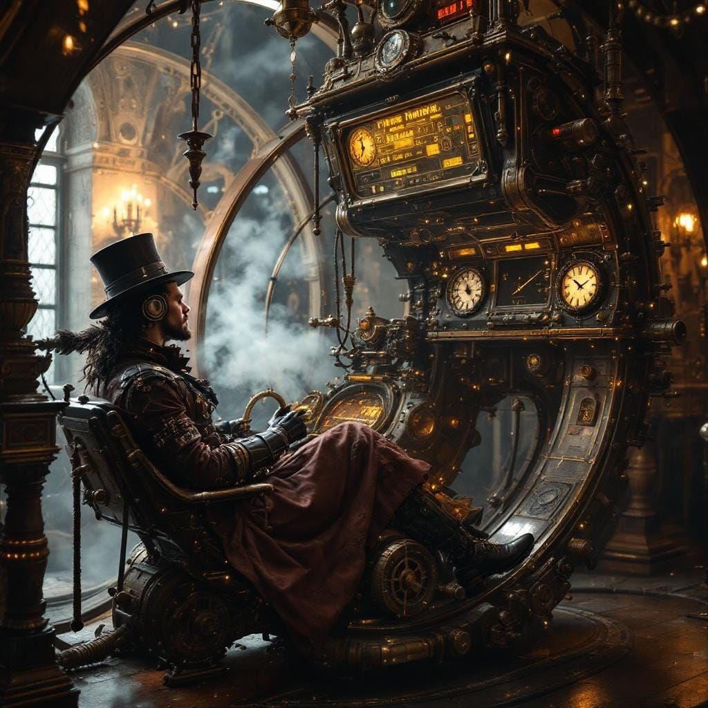 Steampunk Time Machine With Intricate Details