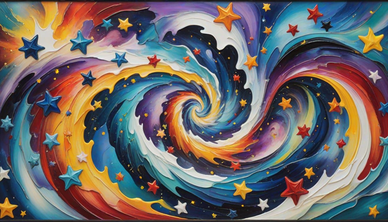 Cosmic Starbirth Whirlpool in Vibrant Iridescent Colors