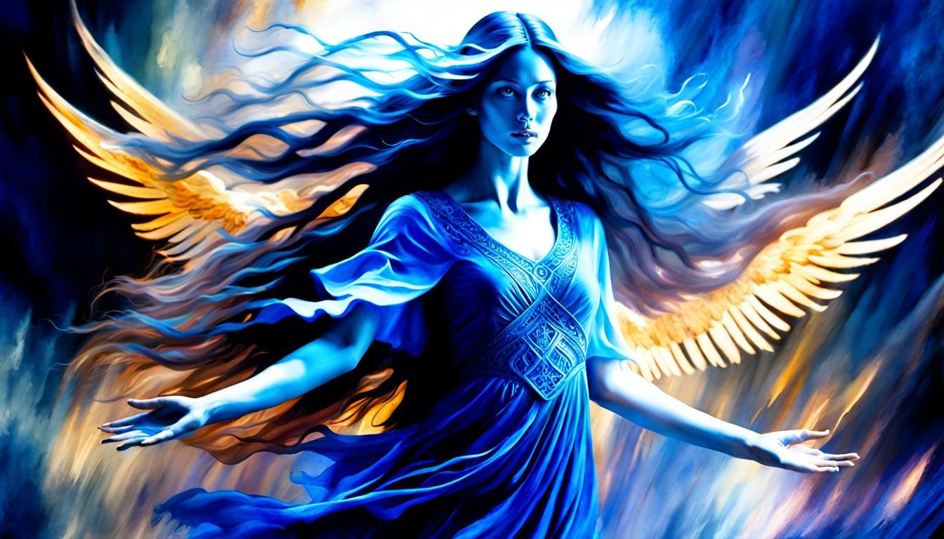 Winged Goddess in Motion: Fairytale Watercolor Art