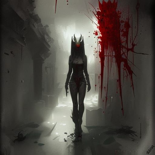 Sinister Bloody Image in Dark Fantasy Style
