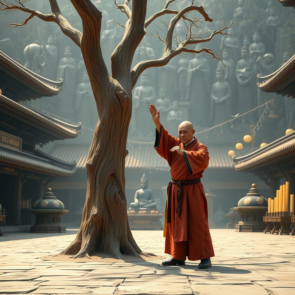 Shaolin Master Shatters Wood with Powerful Punch