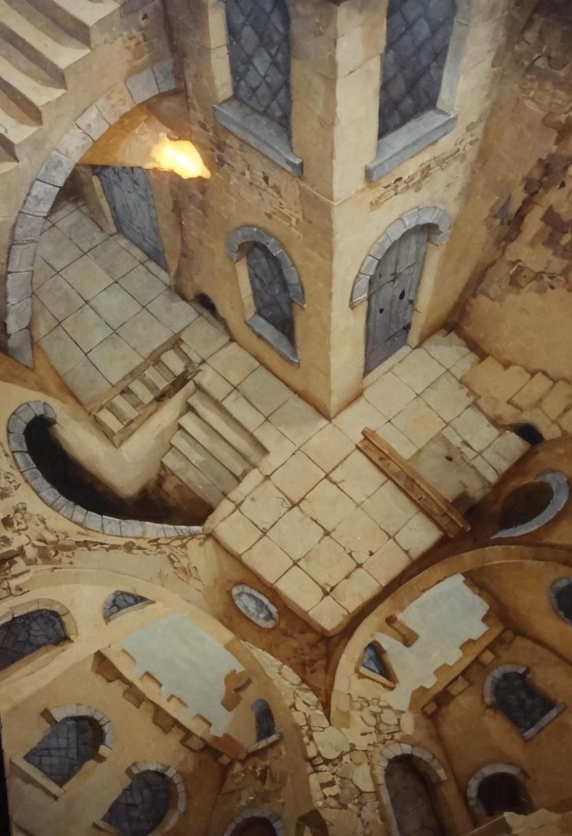 Aerial View Inside a Medieval Castle
