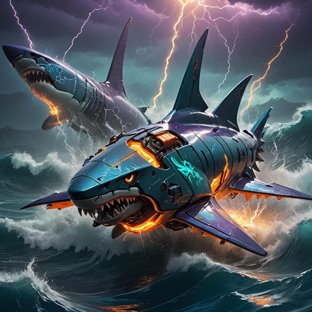 Bionicle Shark in Typhoon: Fantasy Concept Art