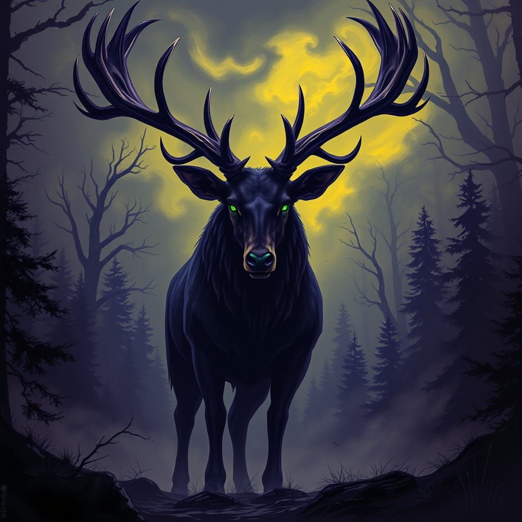 Majestic Shadow Hart in Twilit Forest