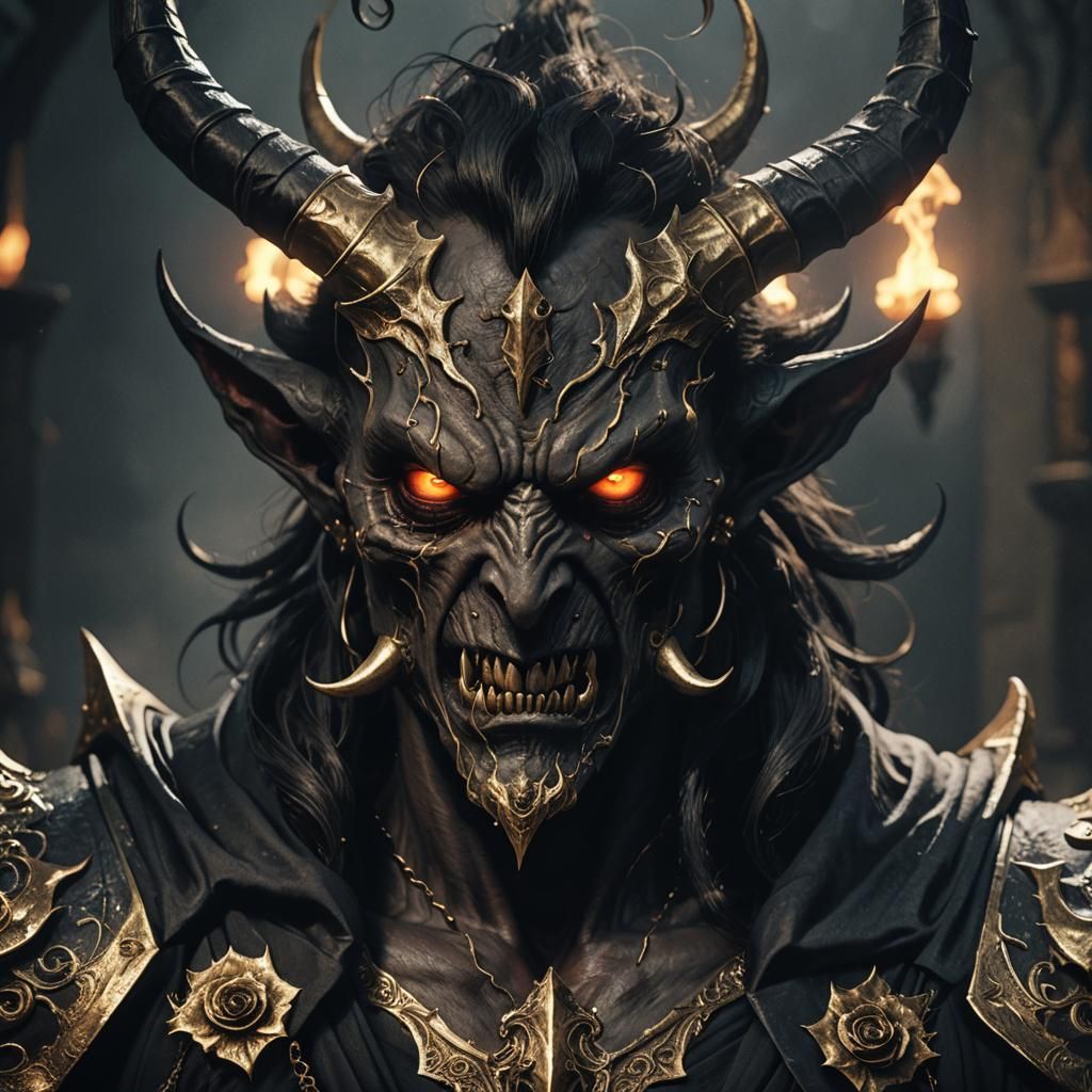 Macabre Demon Close-Up Portrait in Dark Fantasy Style