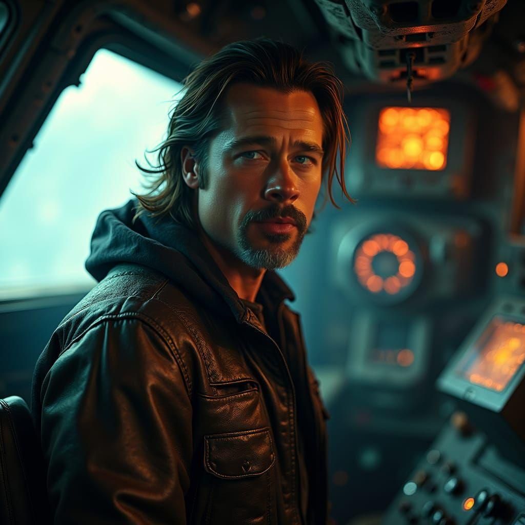 Brad Pitt as Space Pirate: Cinematic Film Still