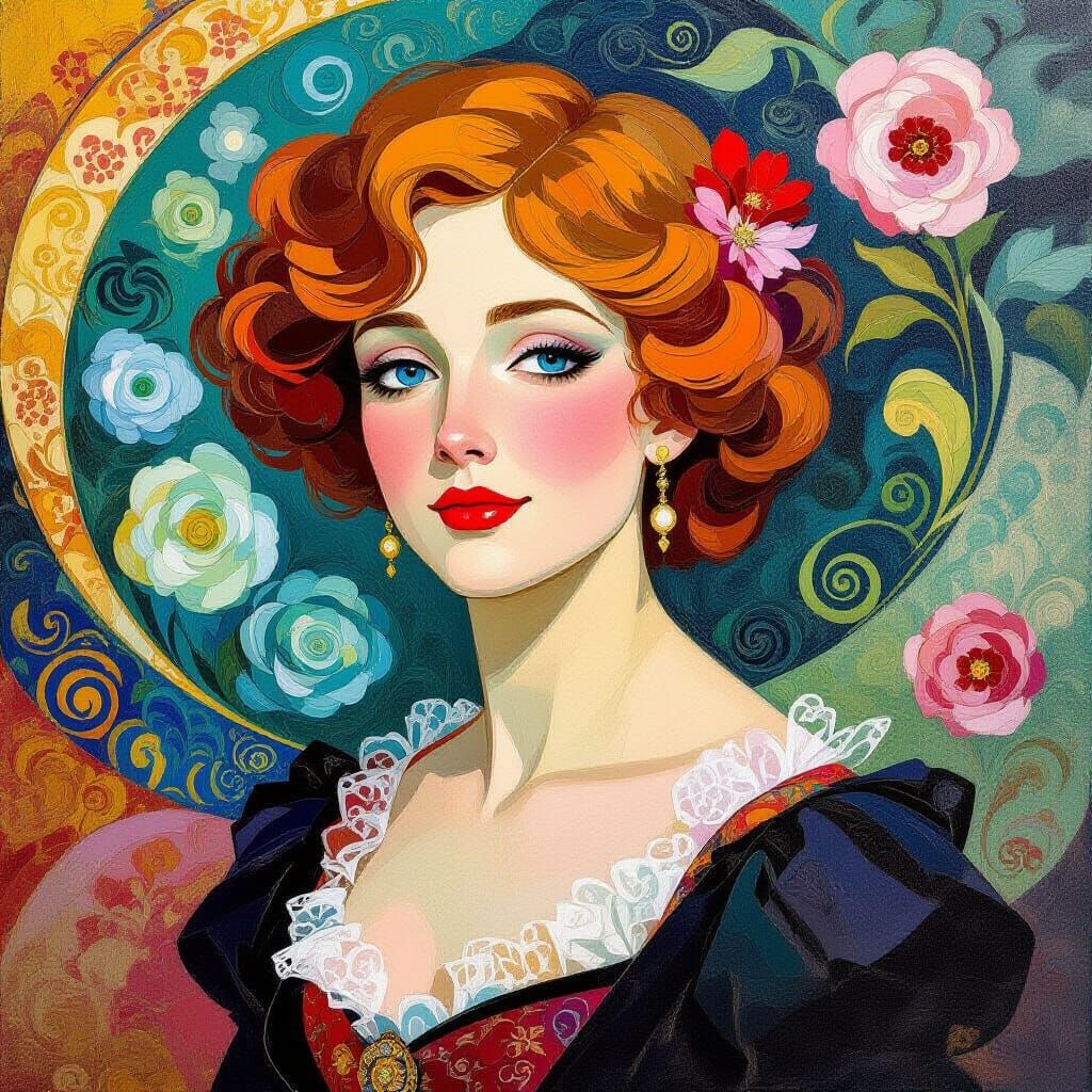 Impressionist Illustration with Swirling Gouache and Waterco...