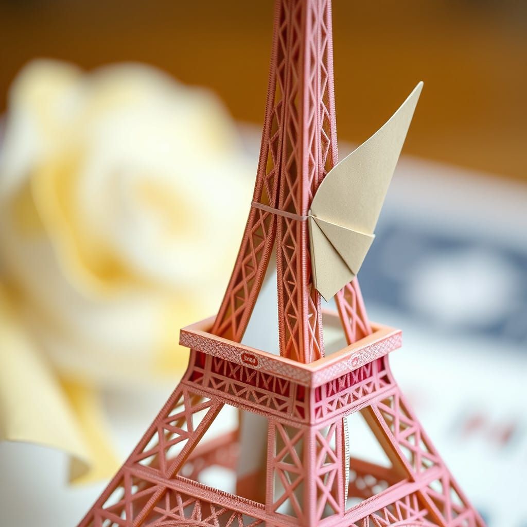 Elegant Eiffel Tower in Whimsical Origami