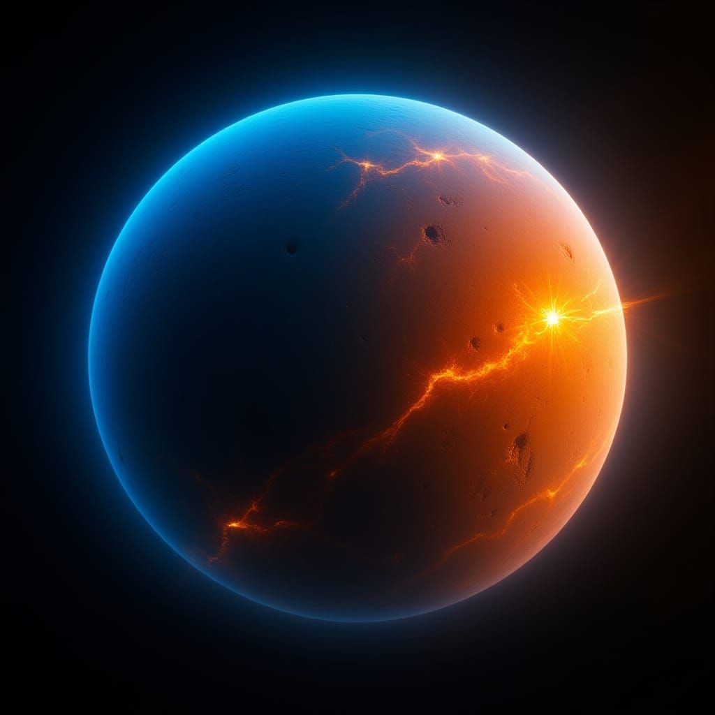 Vibrant Planet With Ethereal Aura in Contrasting Colors