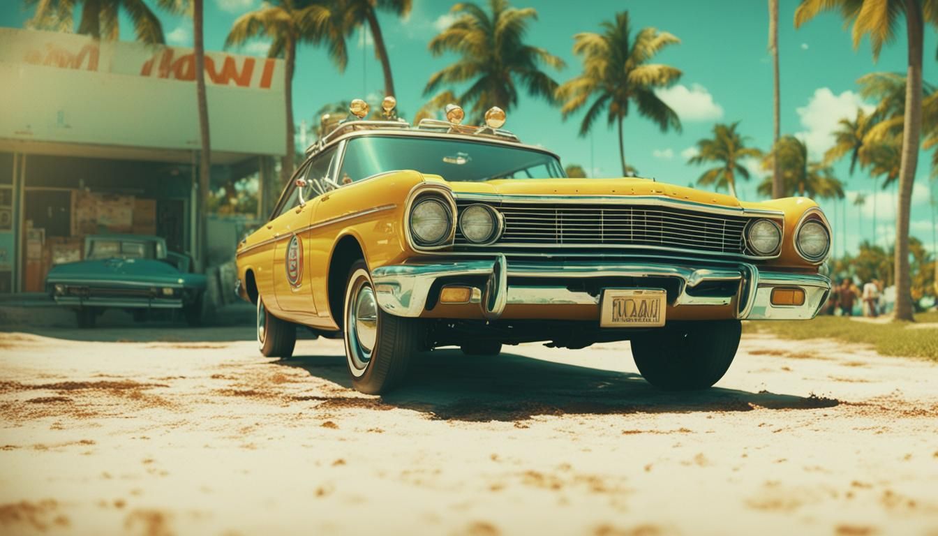 Vintage Miami in Photorealistic Movie Poster Art
