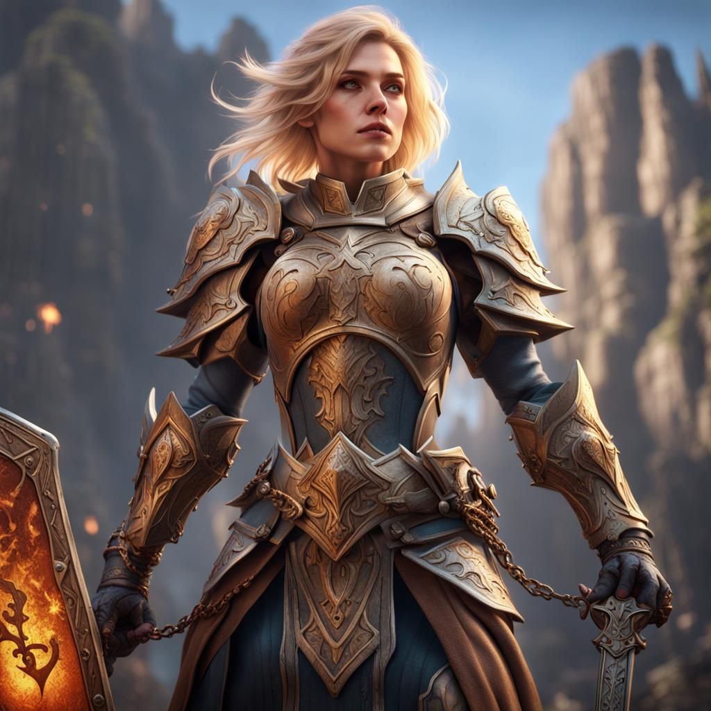 Blonde Human Female Paladin Fantasy Concept Art