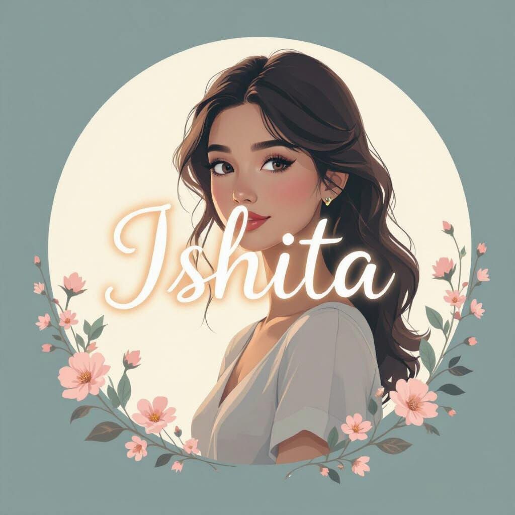 Elegant 'Ishita' Logo with Floral Accents in Pastel Tones