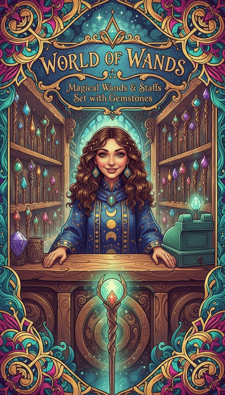 Advertisement poster showing the interior of a shop, a kindl...