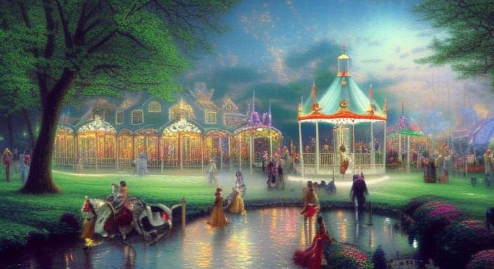 Victorian Carousel at Country Fair in Fantasy Style