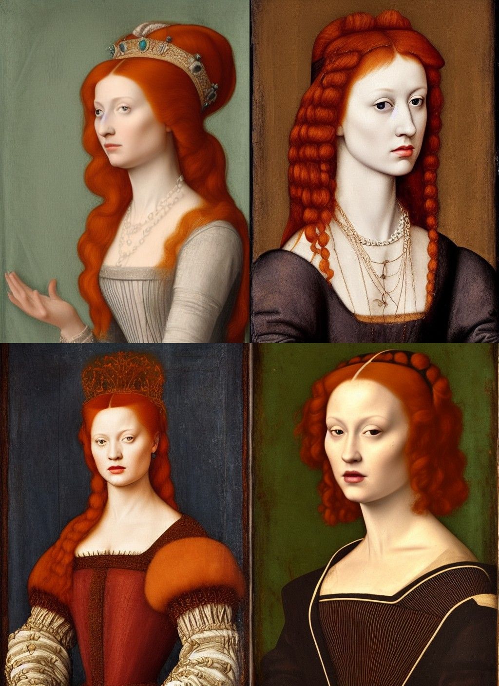 Ethereal Redhead Queen in Renaissance Portrait