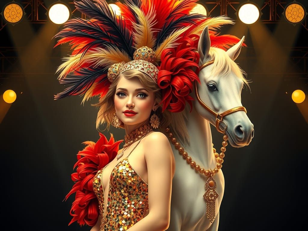 Showgirl Era: Klimt-Inspired Cabaret Fantasy