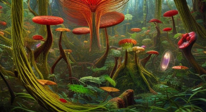 Venus Flytrap in Mycelium Network: Botanical Art