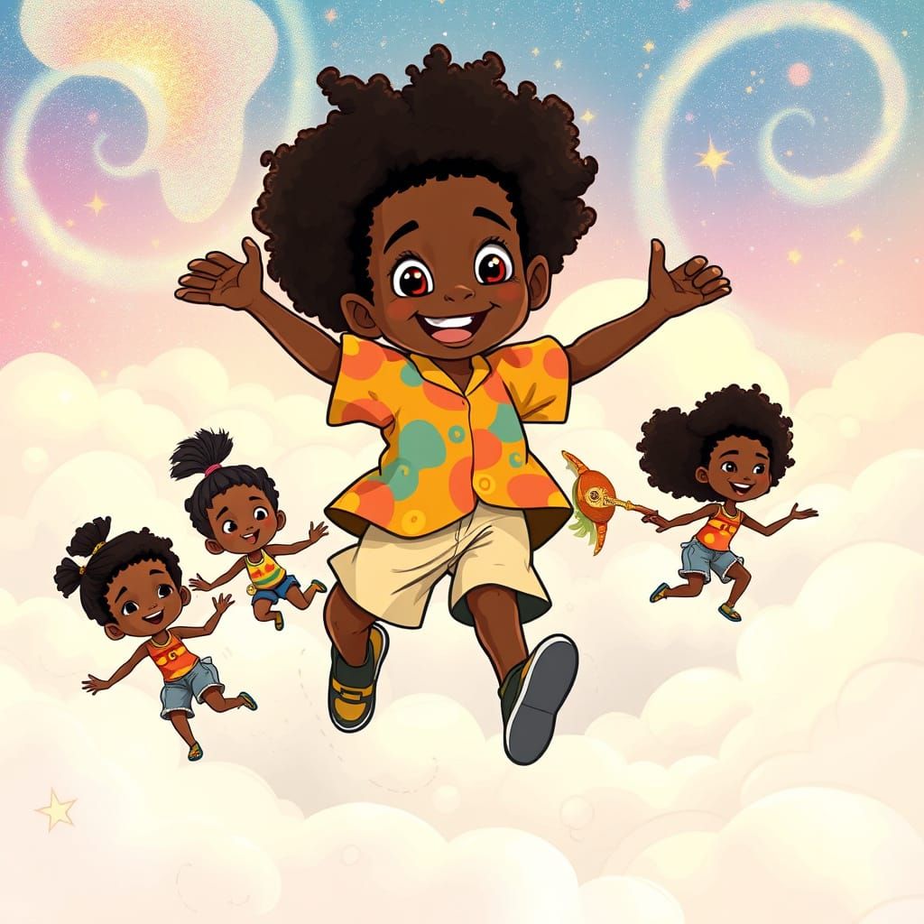 Joyful Children Soar in Whimsical Dream World
