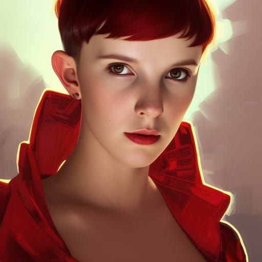 Heavenly Devil Portrait with Red Eyes, Digital Art