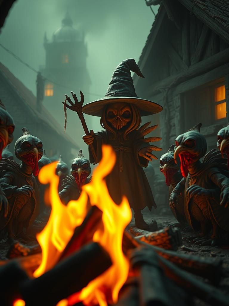 Chibi Witch and Turkey-Human Hybrid Horror