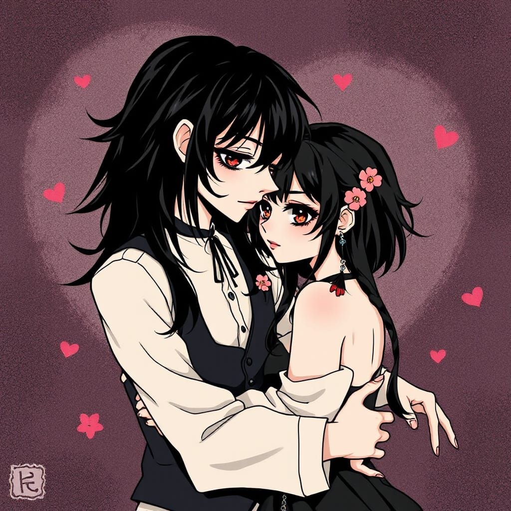 Tender Emo Goth Couple in Whimsical Dark Romance