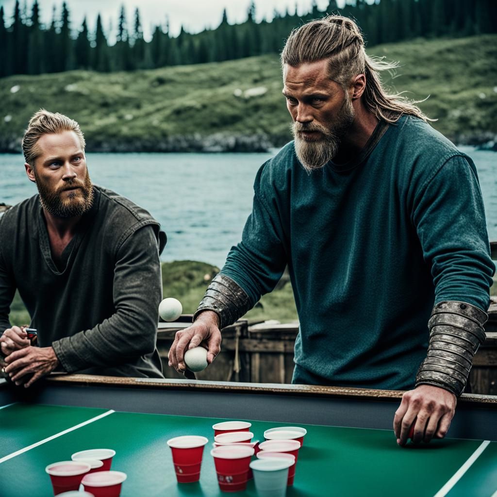Travis Fimmel Plays Beer Pong with Vikings: Cinematic Still