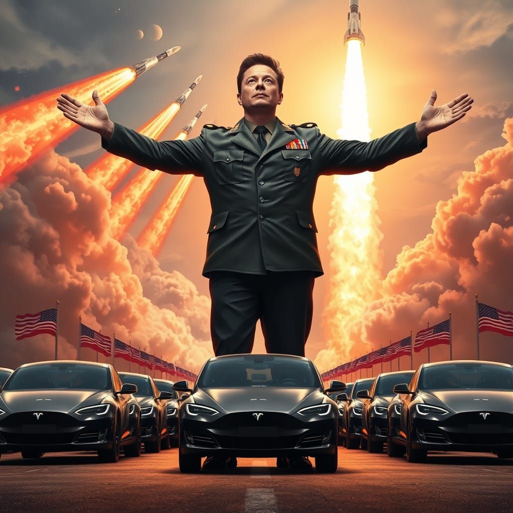 Photorealistic Image of Elon Musk as Modern-Day Hero in Mili...