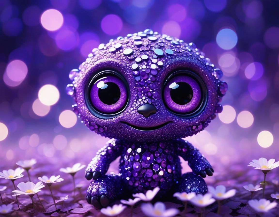 Cute Purple Floral Creature in Fauvism Style