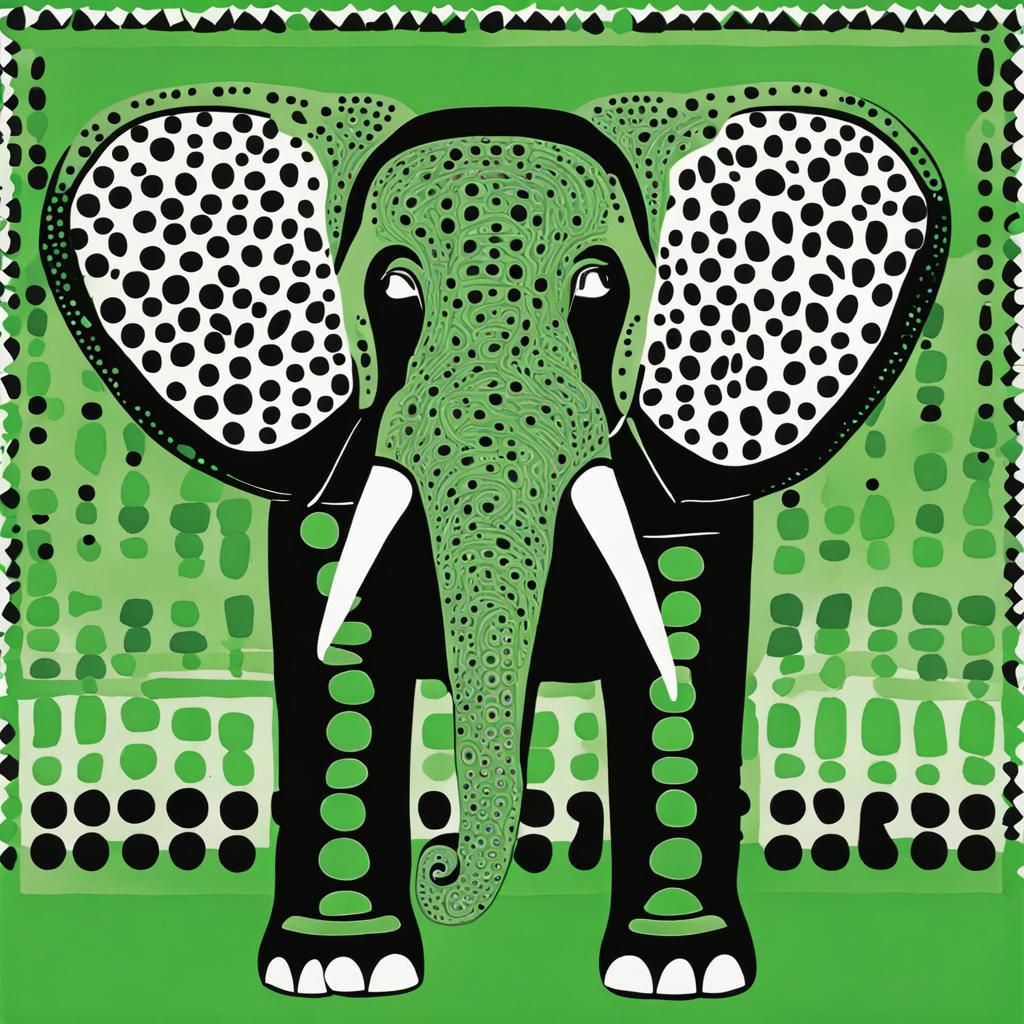 Geometric Elephant Portrait in Kusama Style