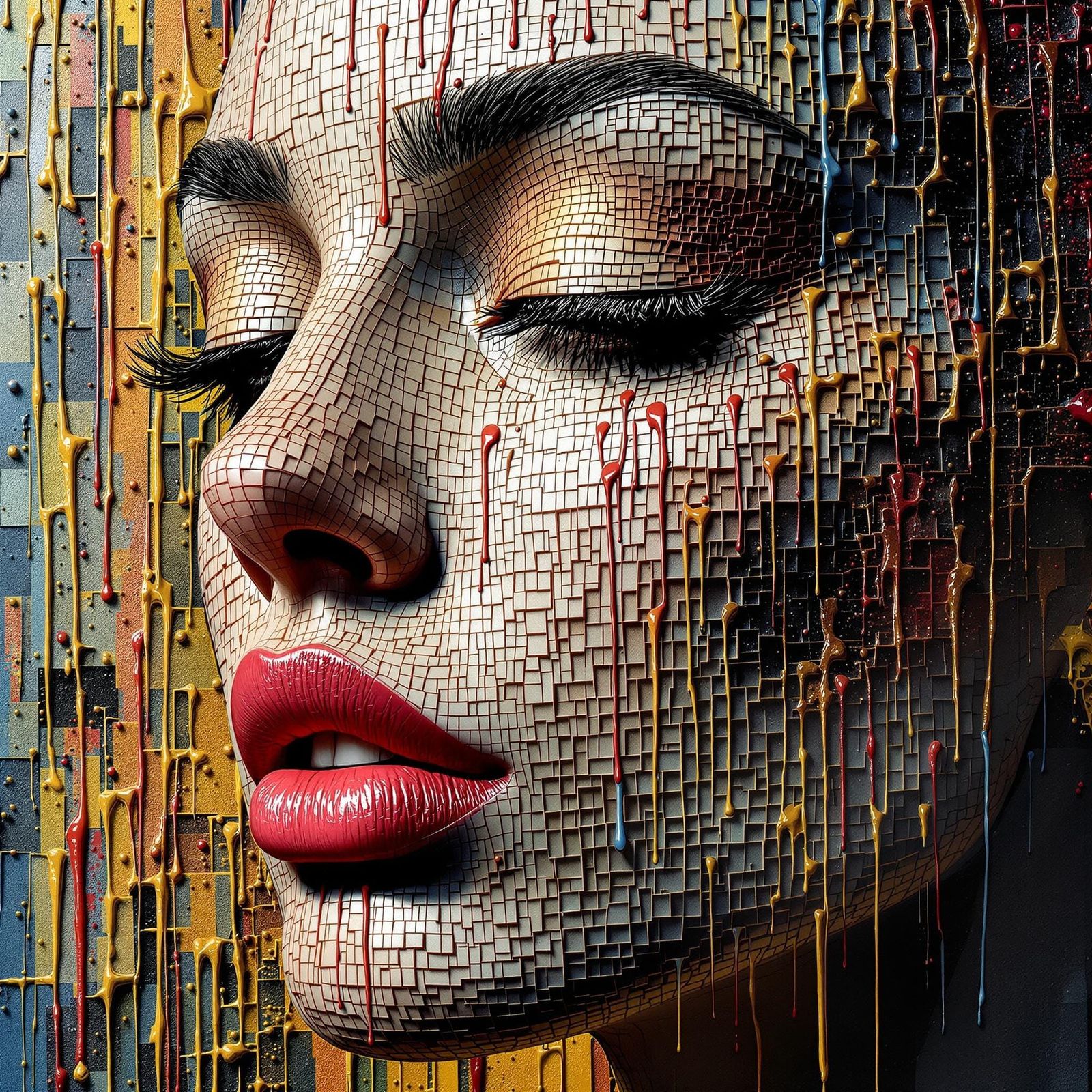 Geometric Woman in Vibrant Abstraction