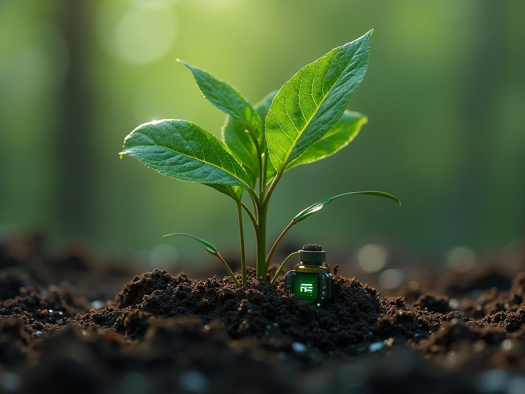 High-Tech Plant Sensor in Futuristic Style