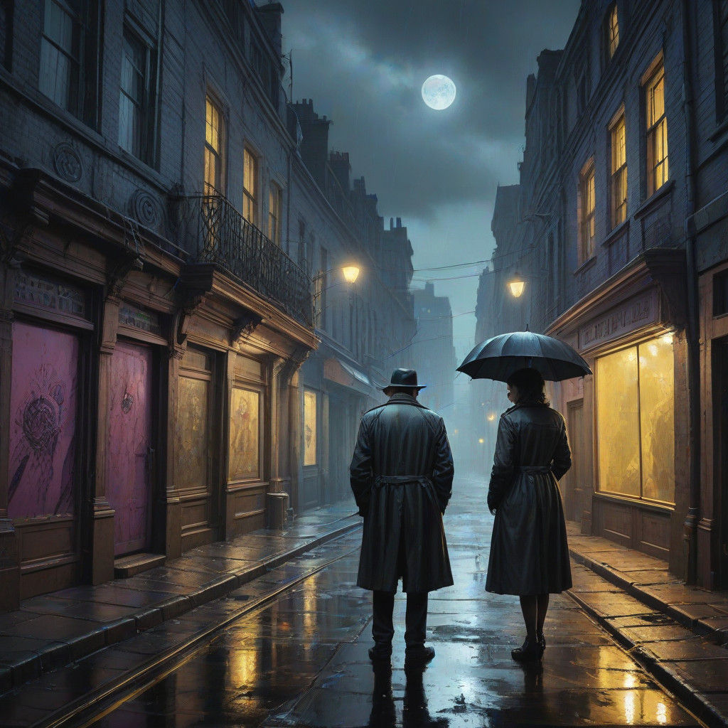 Detectives in 1950s London at Night, Lovecraftian Horror