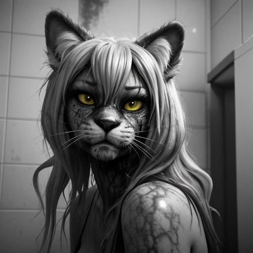 Sultry Hillbilly Catgirl in a Grimy Restroom
