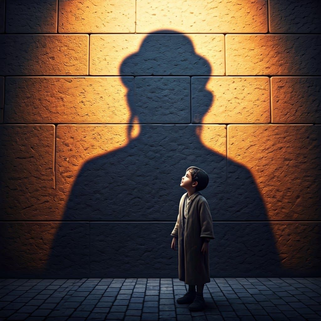 Boy Sees Rabbi Shadow, Fantasy Concept Art