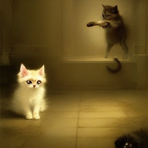 Puppy and Kitten Horror in Doré Style
