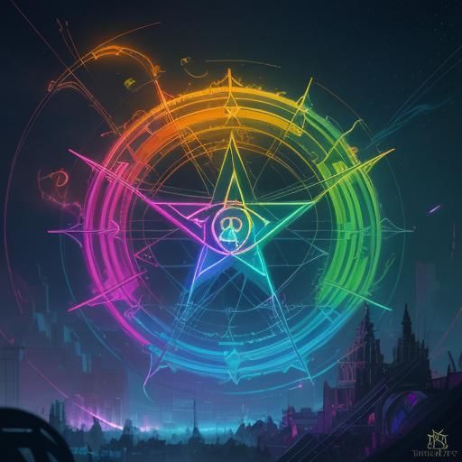 Surreal Neon Cats' Orchestra Under Musical Sky