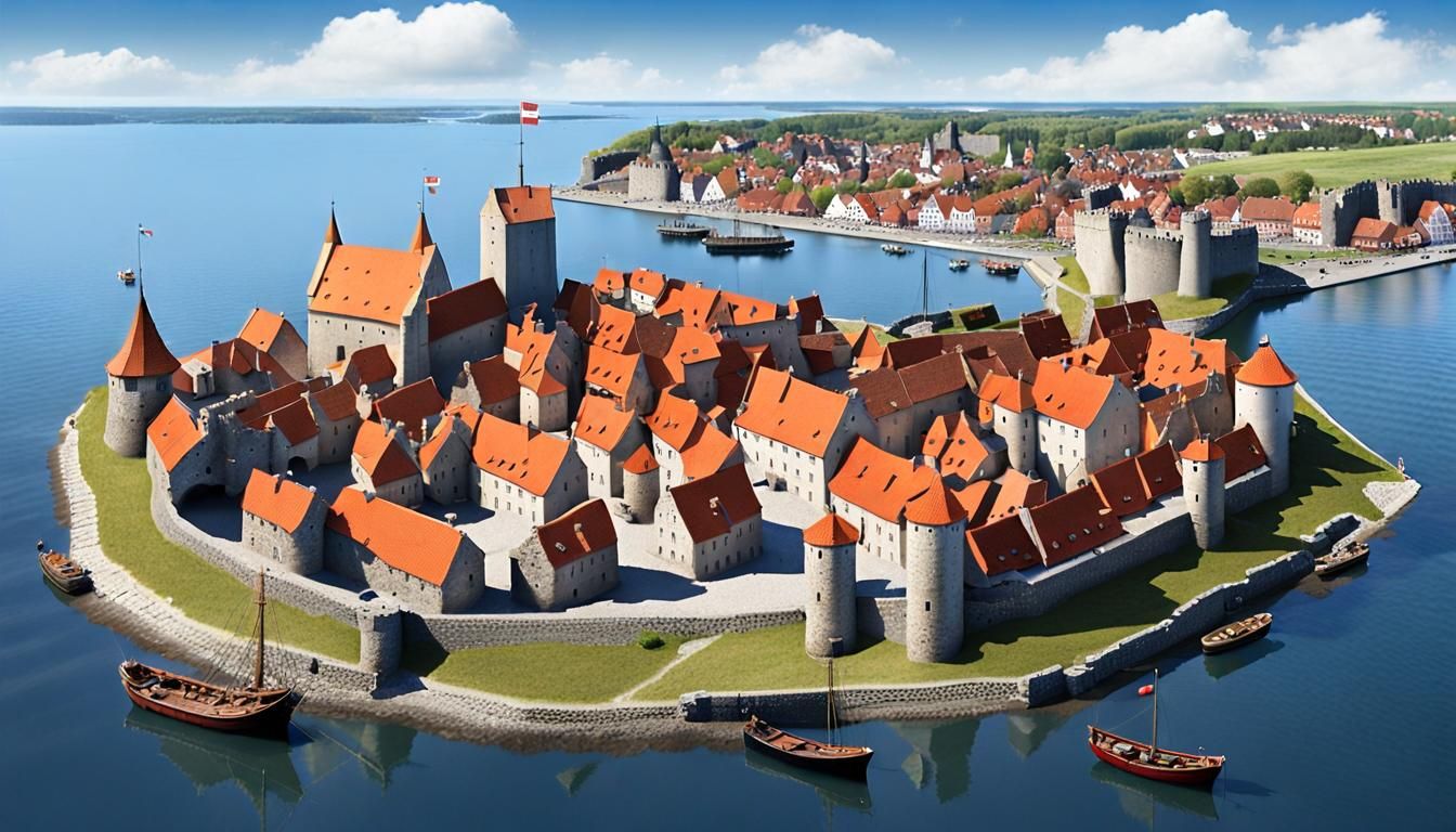 Medieval Harbor Town in 1300 AD