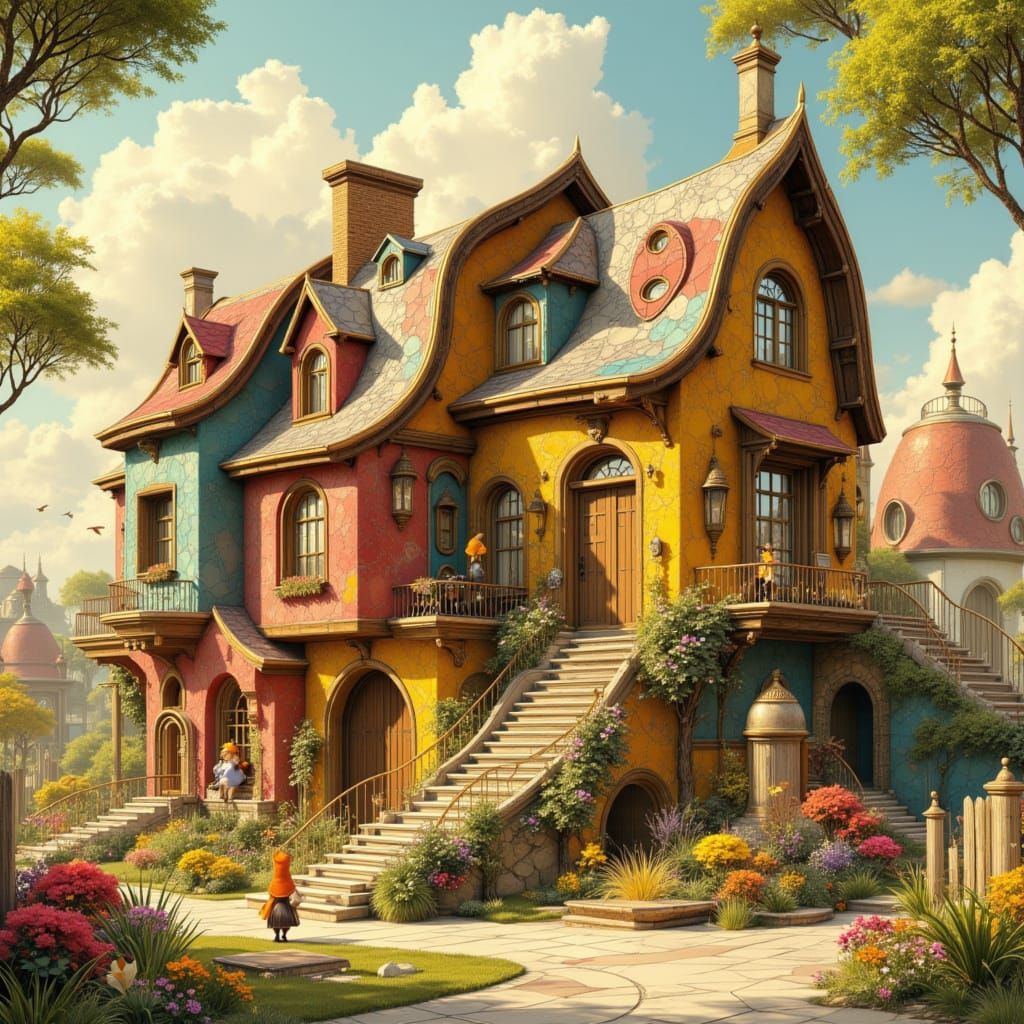 Whimsical Gnome Village in Boot Houses, Fantasy Style