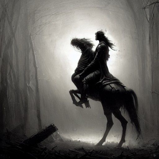 Headless Horseman in Engraving Style