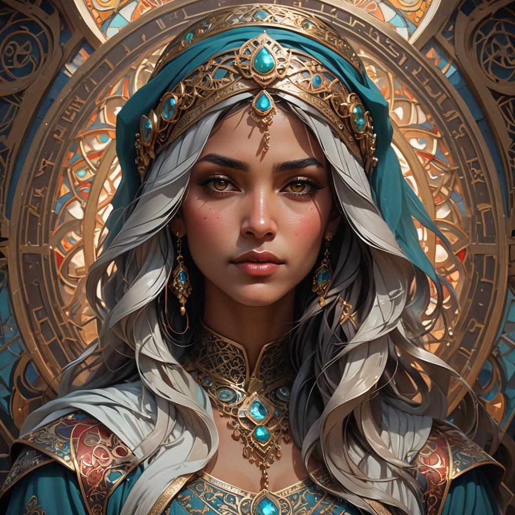 Arabic Woman Portrait in Hyperdetailed Digital Art