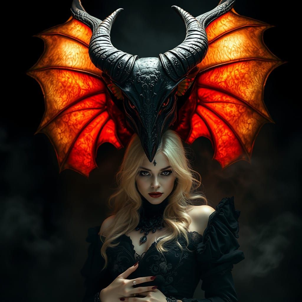 Gothic Romance: Horned Demon and Enchanted Goth Beauty