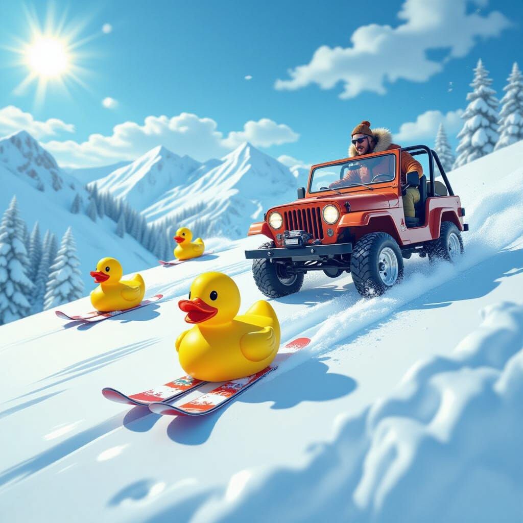 Rubber Ducks Race Downhill in Vintage Jeep Chase
