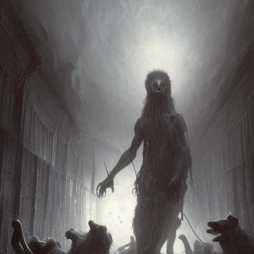 Eldritch Dogs in Gothic Horror Style
