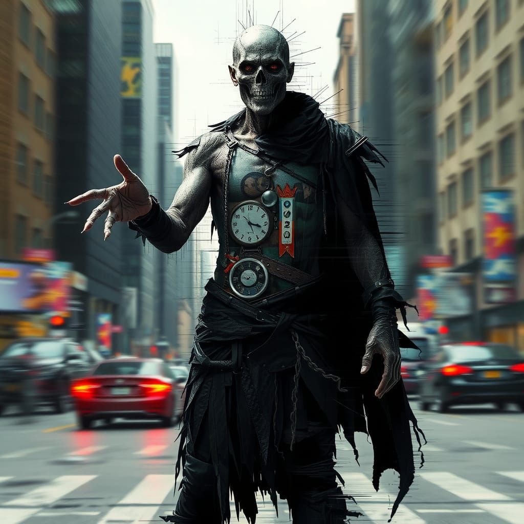 Chronosplitter Manipulating Time in Glitching Cityscape