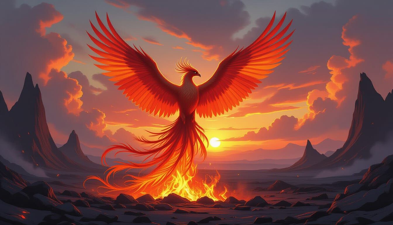 Ethereal Phoenix Rises From Embers