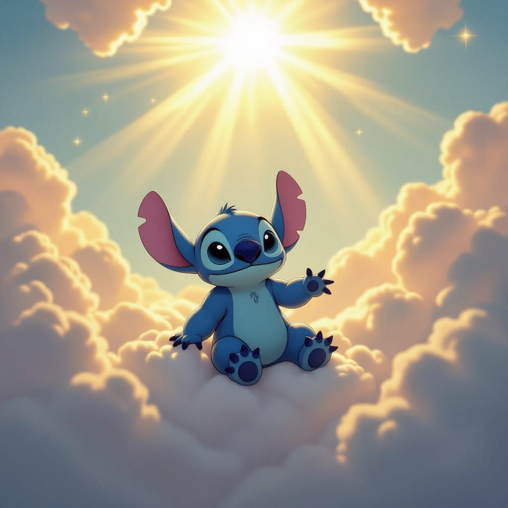 Stitch in Ethereal Sky with Divine Sunshine